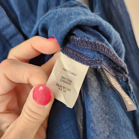 Madewell Blue Lightweight Popover Blouse Shirt Lagenlook 100% Cotton Women's S - Picture 5 of 5